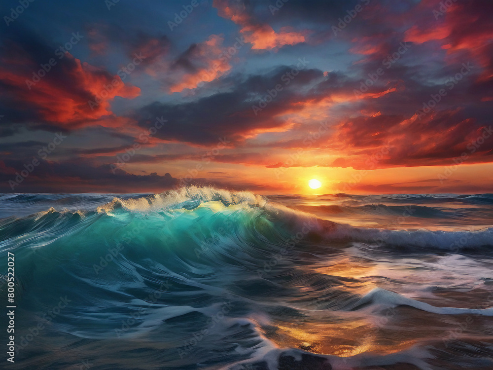 Ocean Waves at Sunset