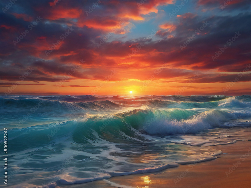 Ocean Waves at Sunset