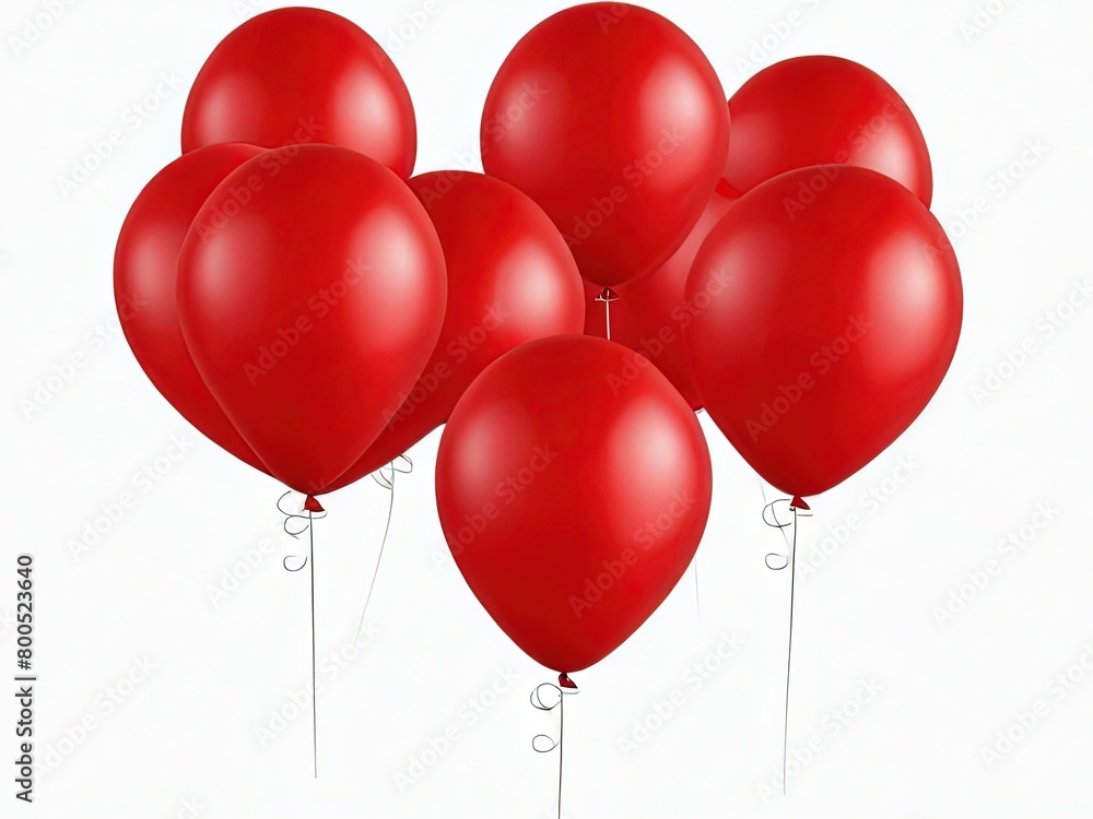 Set of red balloons isolated on transparent background - Generative AI,,cutout Set of red balloons isolated on transparent background - Generative AI,,cutout