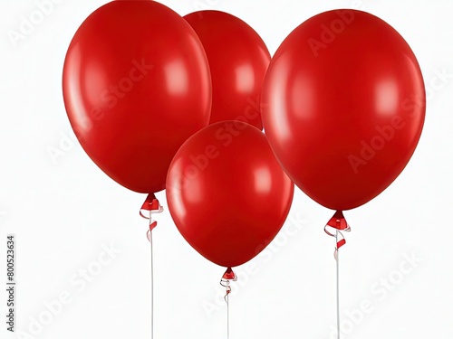 Set of red balloons isolated on transparent background - Generative AI  cutout 