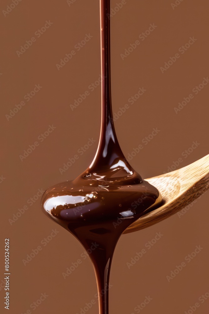 custom made wallpaper toronto digitalliquid chocolate dropping from a wooden spoon isolated on a light brown background