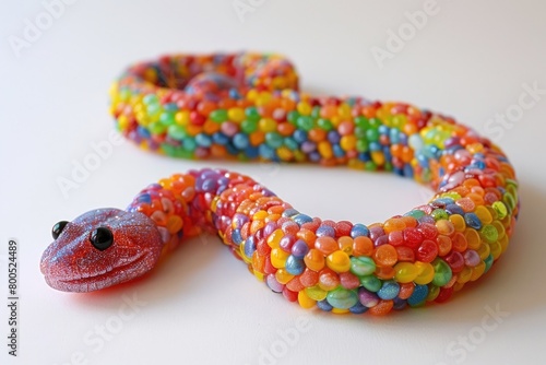 A snake made entirely out of jelly beans