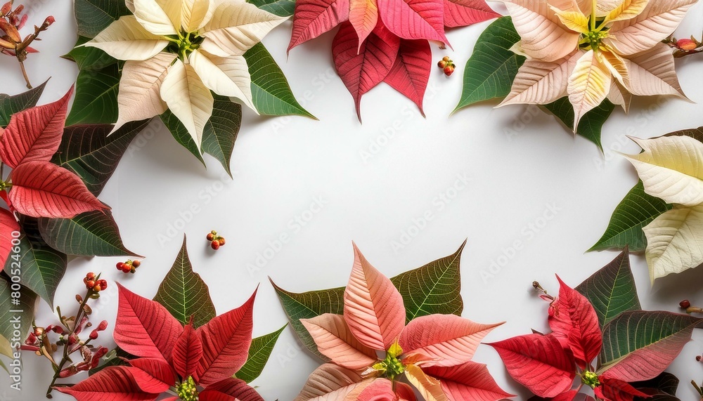 Yuletide Euphoria: Poinsettia Border on White Background Yuletide Euphoria: Poinsettia Border on White Background