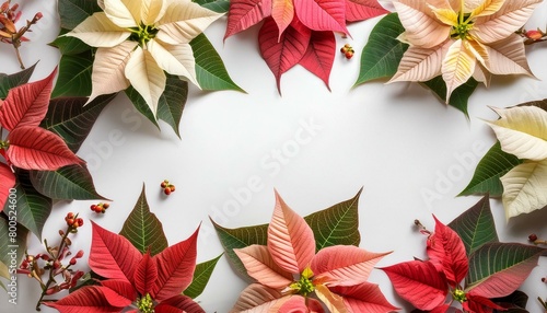 Yuletide Euphoria: Poinsettia Border on White Background