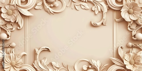 minimal ornamental frame illustration in beige tones