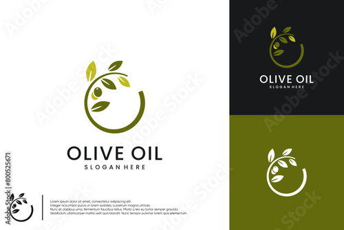 logo with circular olive oil concept, for natural beauty company, logo design vector.