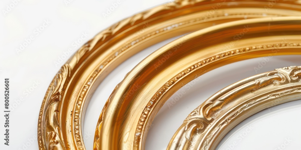 oval golden picture frames, realistic and detailed oval golden picture frames, realistic and detailed