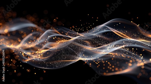 singular intricately flowing light strands against a black background photo