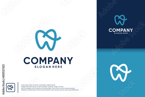 simple dental logo, with line style, suitable for professional dentists, logo design template.