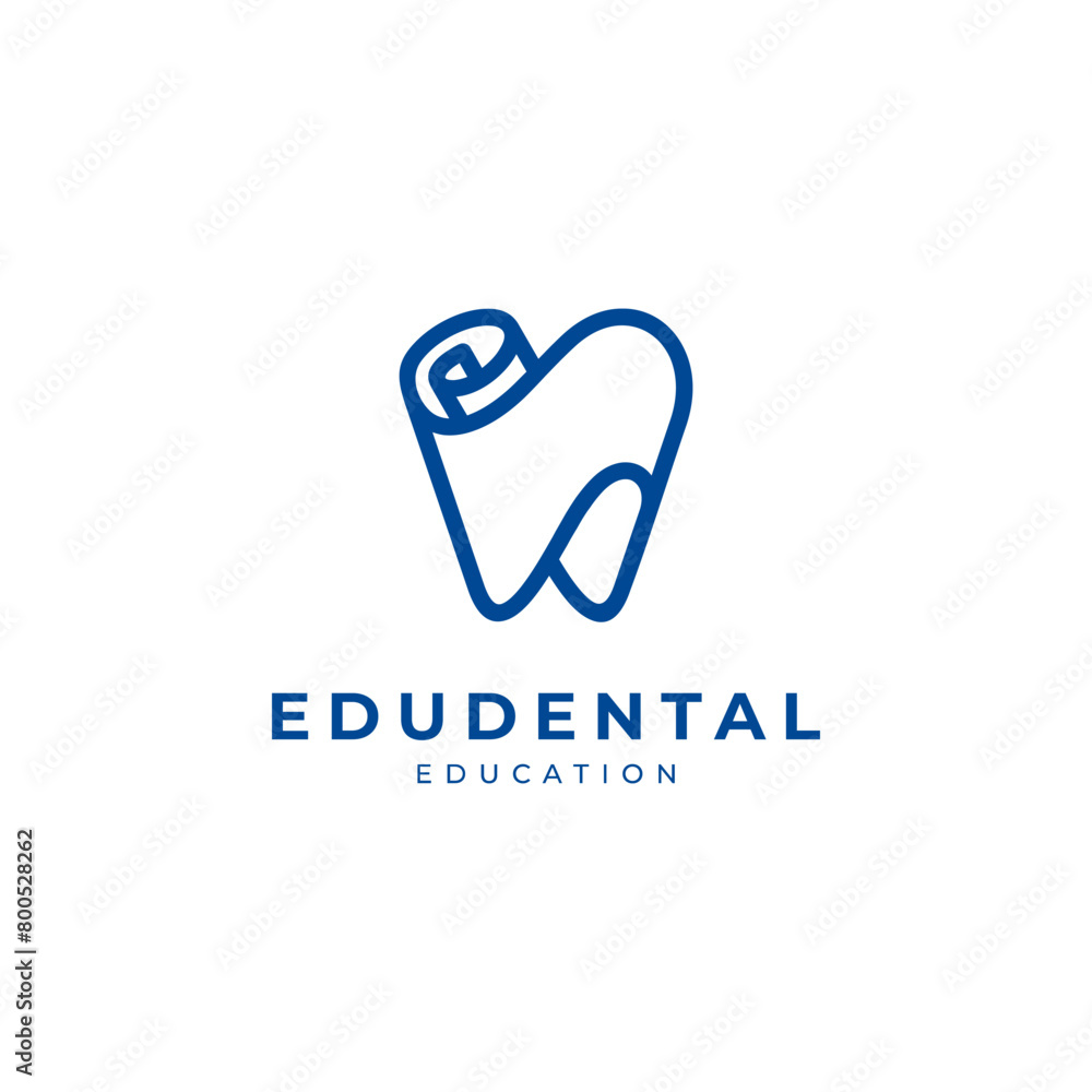 dental and paper with line art style for dental education logo dental and paper with line art style for dental education logo
