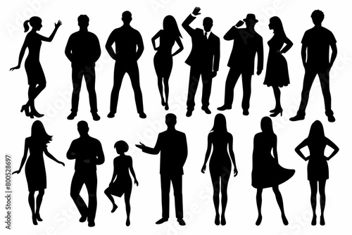 People in Different Poses Smooth Silhouette black Collection on white background