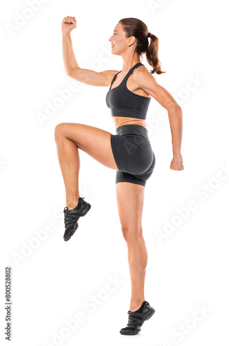 Beautiful athletic woman, isolated on white background