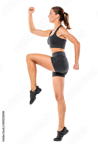 Beautiful athletic woman, isolated on white background