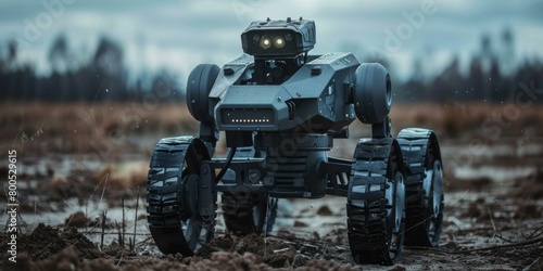 The robot is designed to navigate through difficult terrain. AI. photo