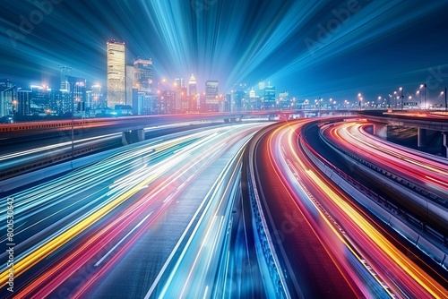Accelerated Motion Blur: Futuristic Speed Technology on City Highway