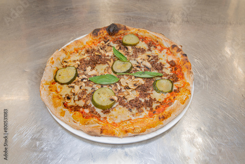 Mushroom and ground beef Pizza