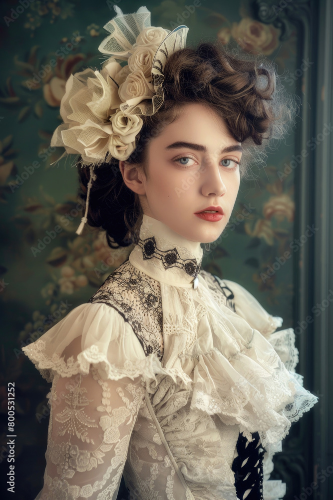 A young woman dazzles with Gilded Age glamour and sophistication