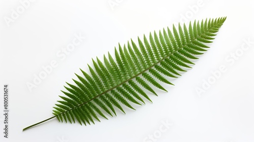 A leafy green fern leaf is shown on a white background