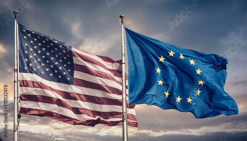 Transatlantic Partnership: USA and EU Flags Together © Behram