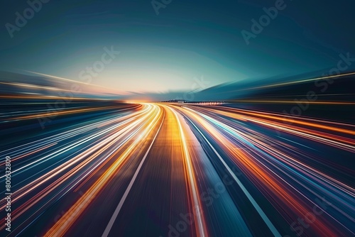 High-Speed AI Network: Futuristic City Road with Motion Blur Technology