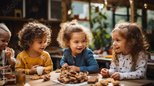 children eating ice cream at home