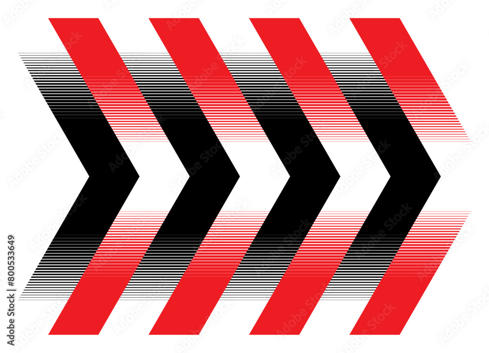 Vector black and red arrow made of thin lines on a white background ...