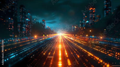 Futuristic Cityscape: Illuminated Pathways in a Data-driven Environment © Maquette Pro