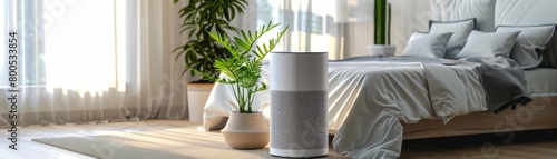 Air purifiers improve indoor air quality using advanced filtration systems to remove pollutants and allergens, creating a healthier living environment photo