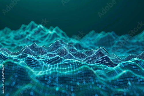 Blue-Green Cyber Nano Serenity: Abstract AI Data Landscape