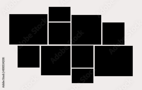 Photo frames. Blank photo collage template made of many parts. Eps 10