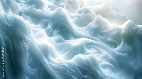 Abstract fluid 3D realistic of Baby blue and white wavy background Abstract Realism Unleashed