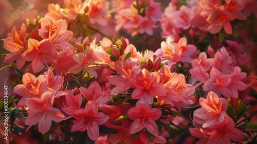 A photo of pink azalea flowers taken at a close-up angle.