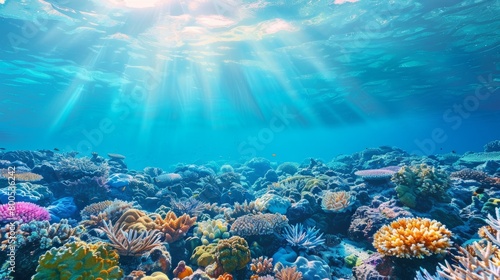 Aquatic Serenity  Lush Coral Reef Teeming with Fish