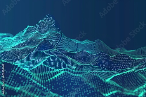 Data-Driven Vista: Innovative Neural Network Tech Amid Monochromatic Blue Mountains