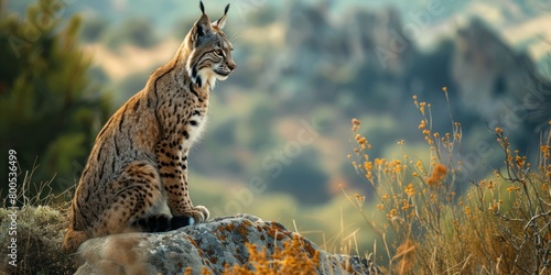 Iberian Lynx in Natural Habitat looking away photo