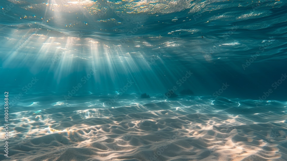 Golden Light Under Sea, Soft Sand Bottom, Underwater View