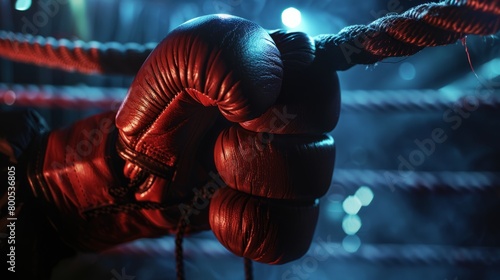 Combat Sport Detail  Textured Boxing Glove  Dramatic Lighting