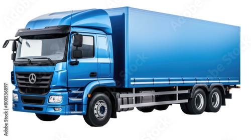 blue cargo truck on a transparent background