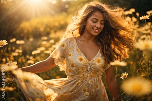 woman in a field of sunflowers