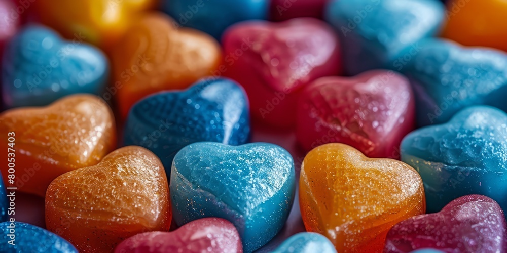 Multicoloured Candy in the Shape of Love Hearts. Valentine’s Day Background. Multicoloured Candy in the Shape of Love Hearts. Valentine’s Day Background.