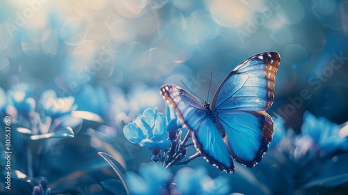 Close-Up of a Majestic Blue Butterfly in its Habitat photo