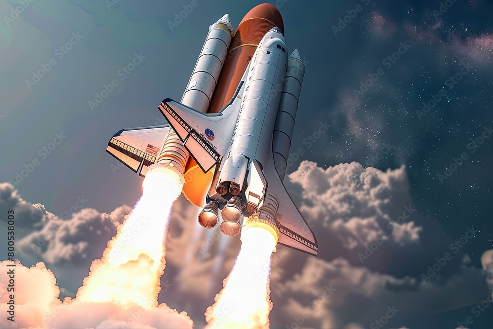 Naklejka premium Rocket Invention: Revolutionizing Business Leadership in Galaxy through Aerospace Innovation