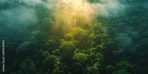 Dramatic Aerial Photograph of the Jungle at Sunrise. Beautiful Natural Background