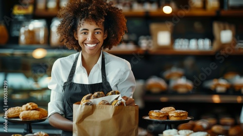 Smiling Baker with Fresh Pastries photo