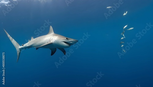 A Hammerhead Shark Circling A Bait Ball Upscaled 7 photo