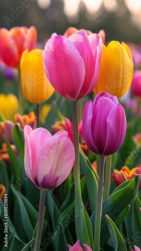 Tulip spring flowers bloom nature field garden