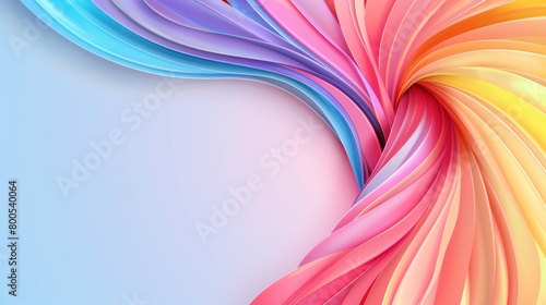   A tight shot of a multicolored backdrop  featuring a curved pattern on its left half  contrasting with a light blue expanse on the right