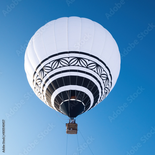a white balloon against the background of a frosty blue clear sky