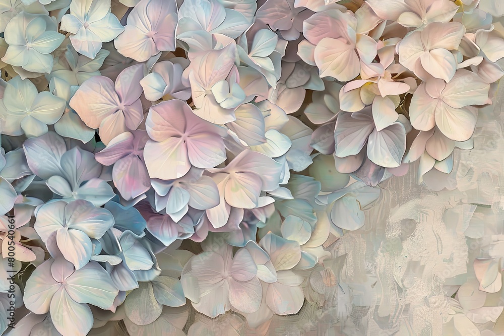 Obraz premium Hydrangea Harmony: Modern Digital Artwork - Close-Up Oil Painting Floral Pattern