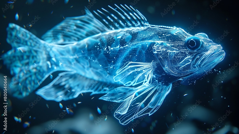 a fish that is swimming in the water with bubbles on it's side and a comb in its mouth.. a fish that is swimming in the water with bubbles on it's side and a comb in its mouth..